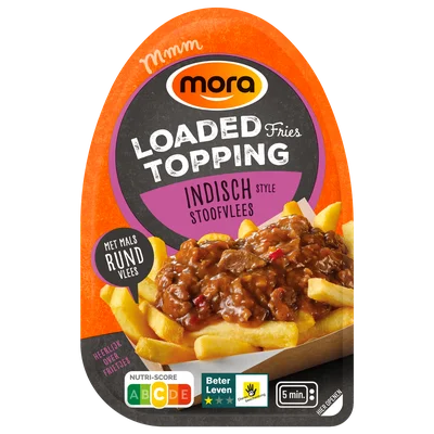 Mora Loaded fries topping indisch stoofvlees