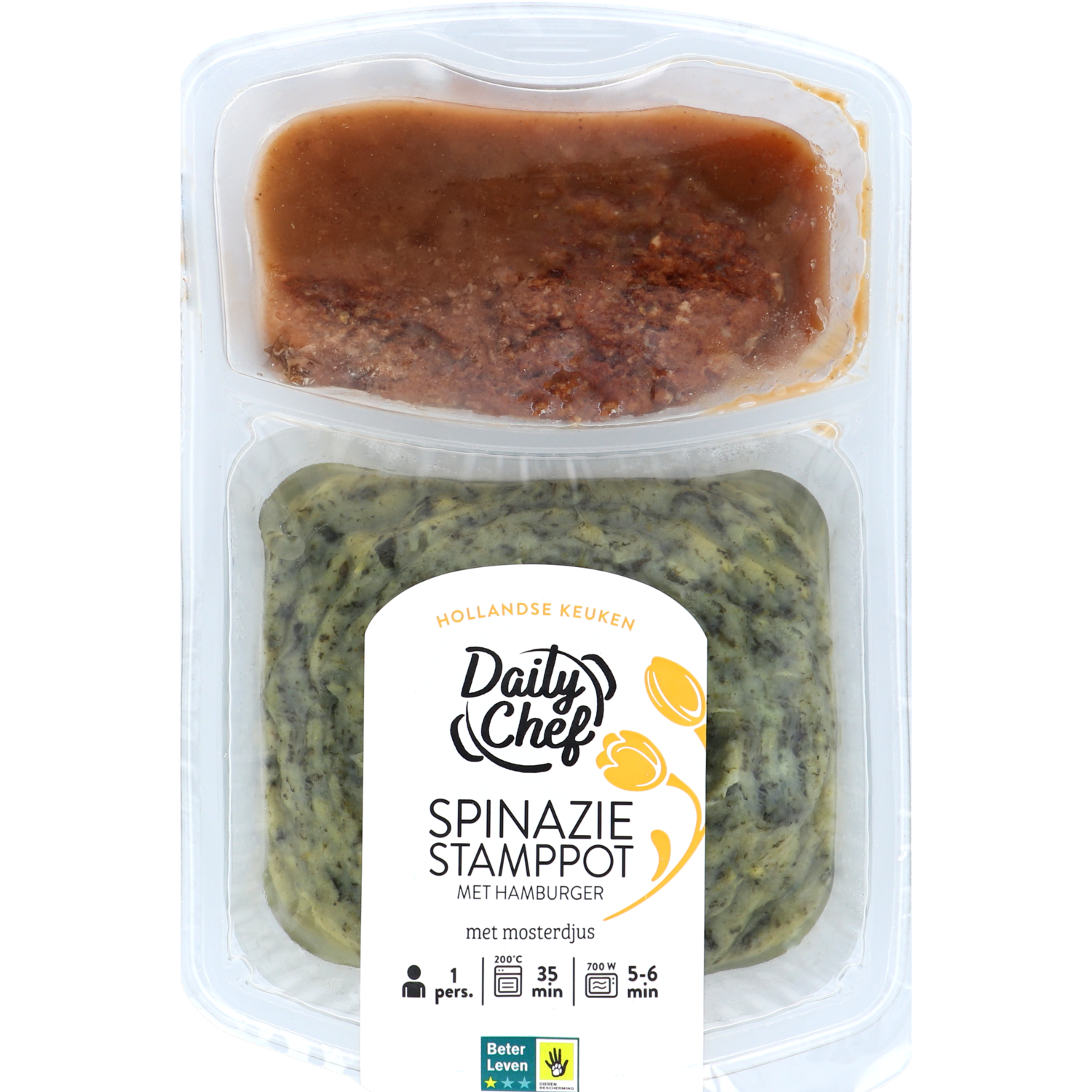 Daily Chef Spinaziestamppot met hamburger
