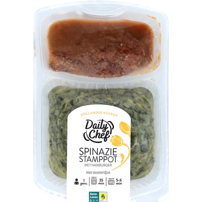 Daily Chef Spinaziestamppot met hamburger