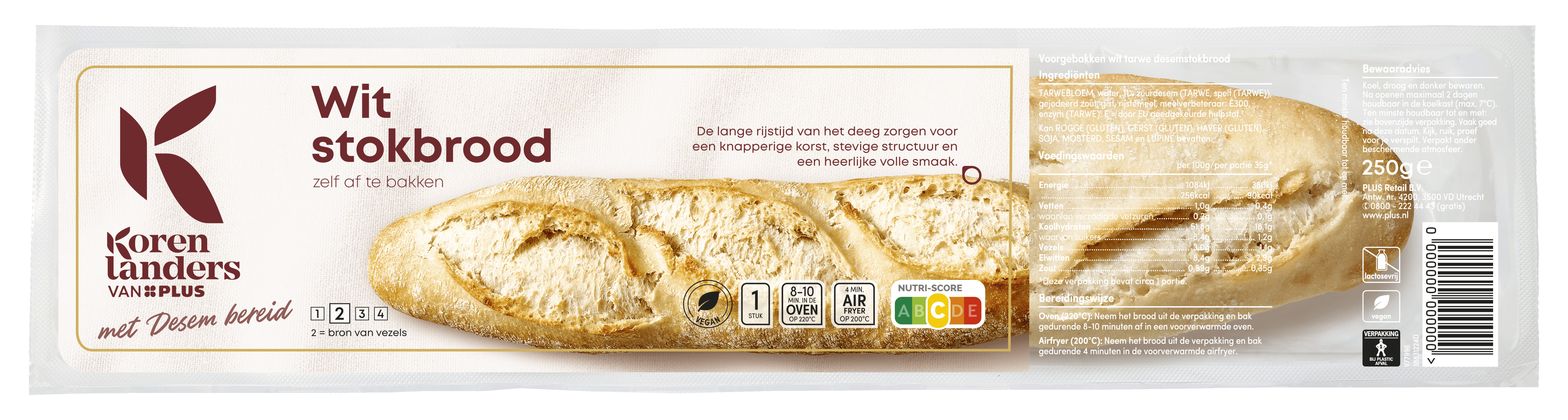 PLUS Korenlanders Wit stokbrood met desem bereid