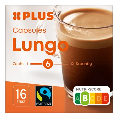 PLUS Koffiecapsules Lungo fairtrade