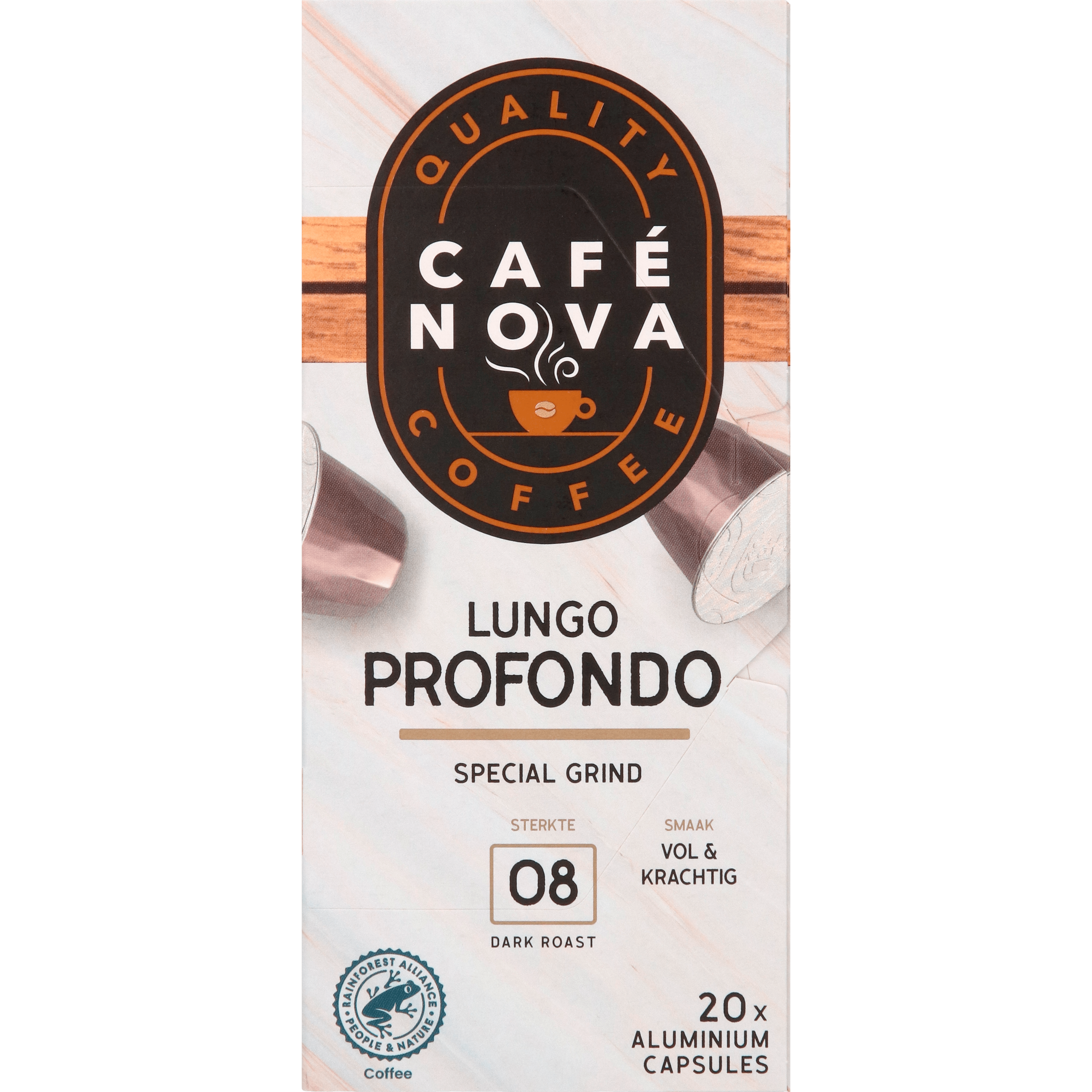 Café Nova Koffiecups lungo profundo sterkte 8