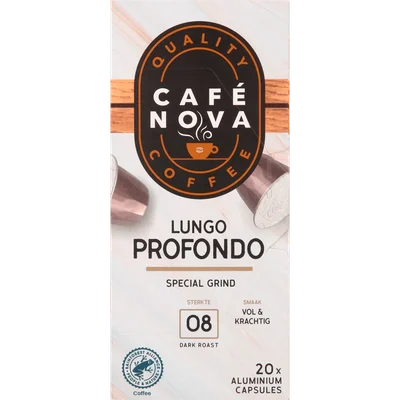Café Nova Koffiecups lungo profundo sterkte 8