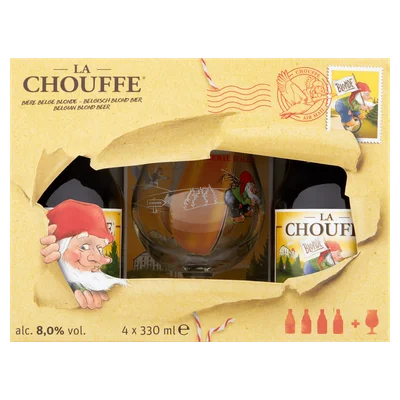 Chouffe Geschenkset met glas 4x33cl