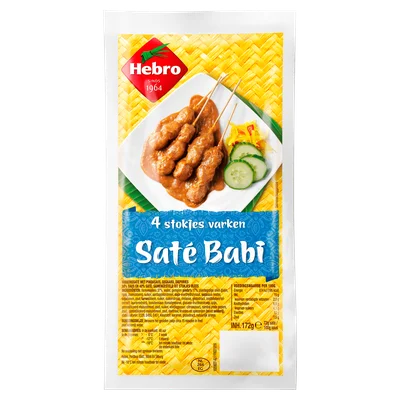 Hebro 4 Stokjes Varkensaté Babi