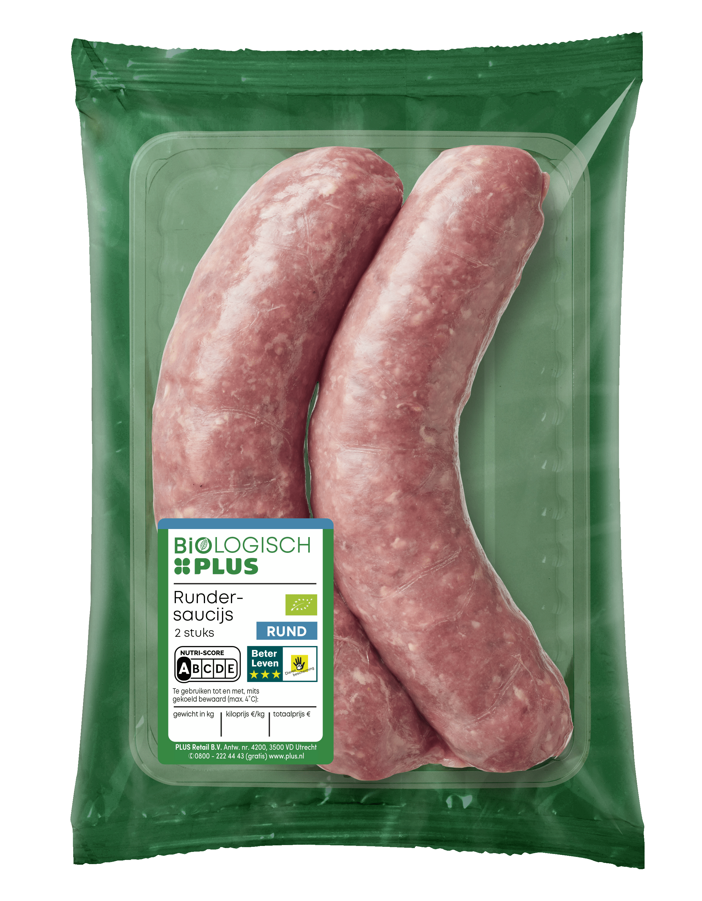 Biologisch PLUS Rundersaucijs 2 stuks