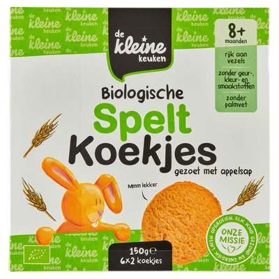 De Kleine Keuken Biologische speltkoekjes met appel 8+