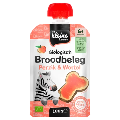De Kleine Keuken Bio broodbeleg perzik wortel 6+