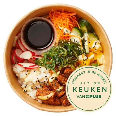 Uit de keuken van Poké bowl sticky tempeh