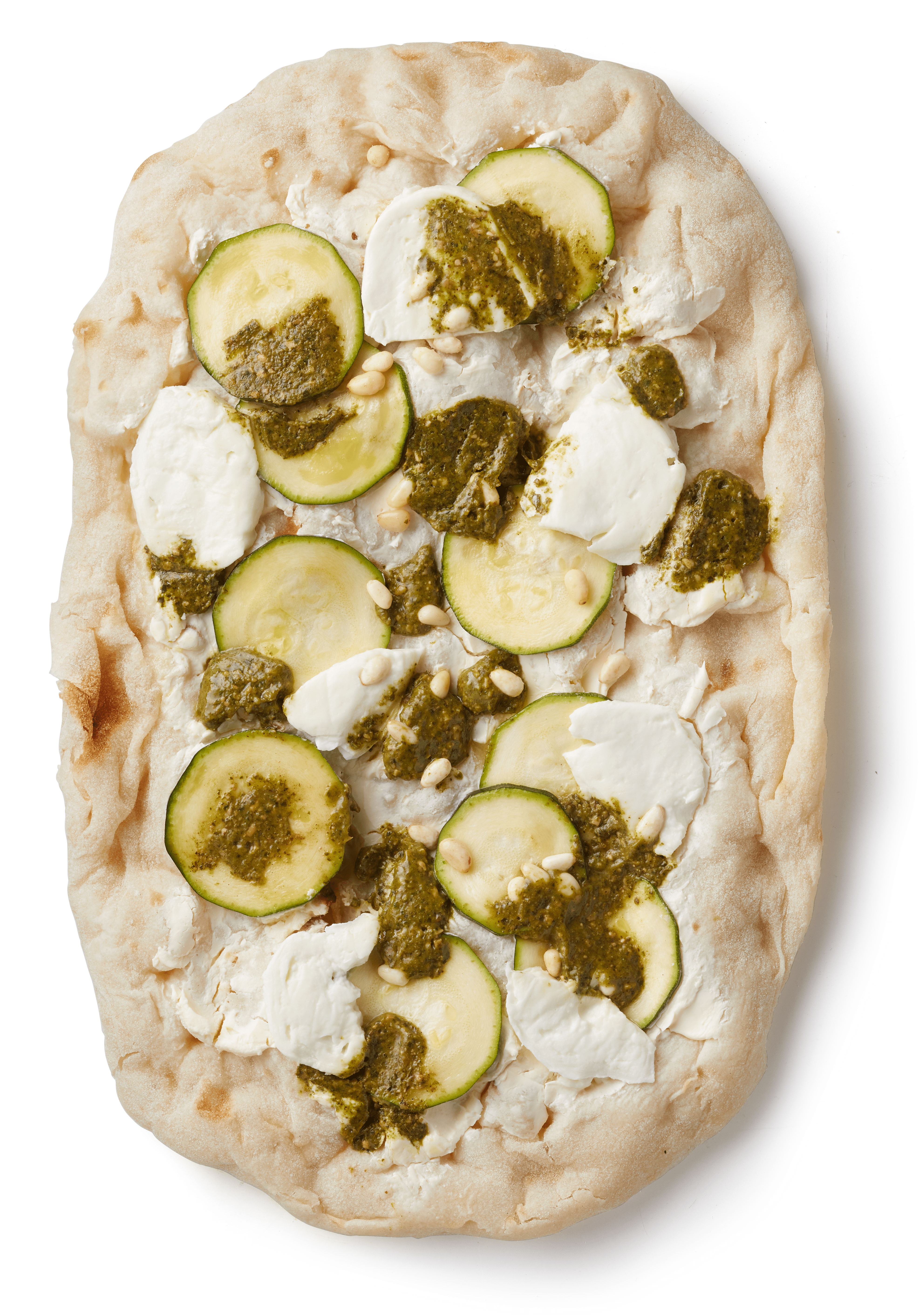 Uit de keuken van PLUS Pinsa courgette buffel mozzarella