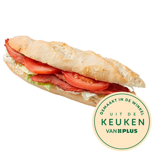 Uit de keuken van PLUS Witte baguette kaas bacon