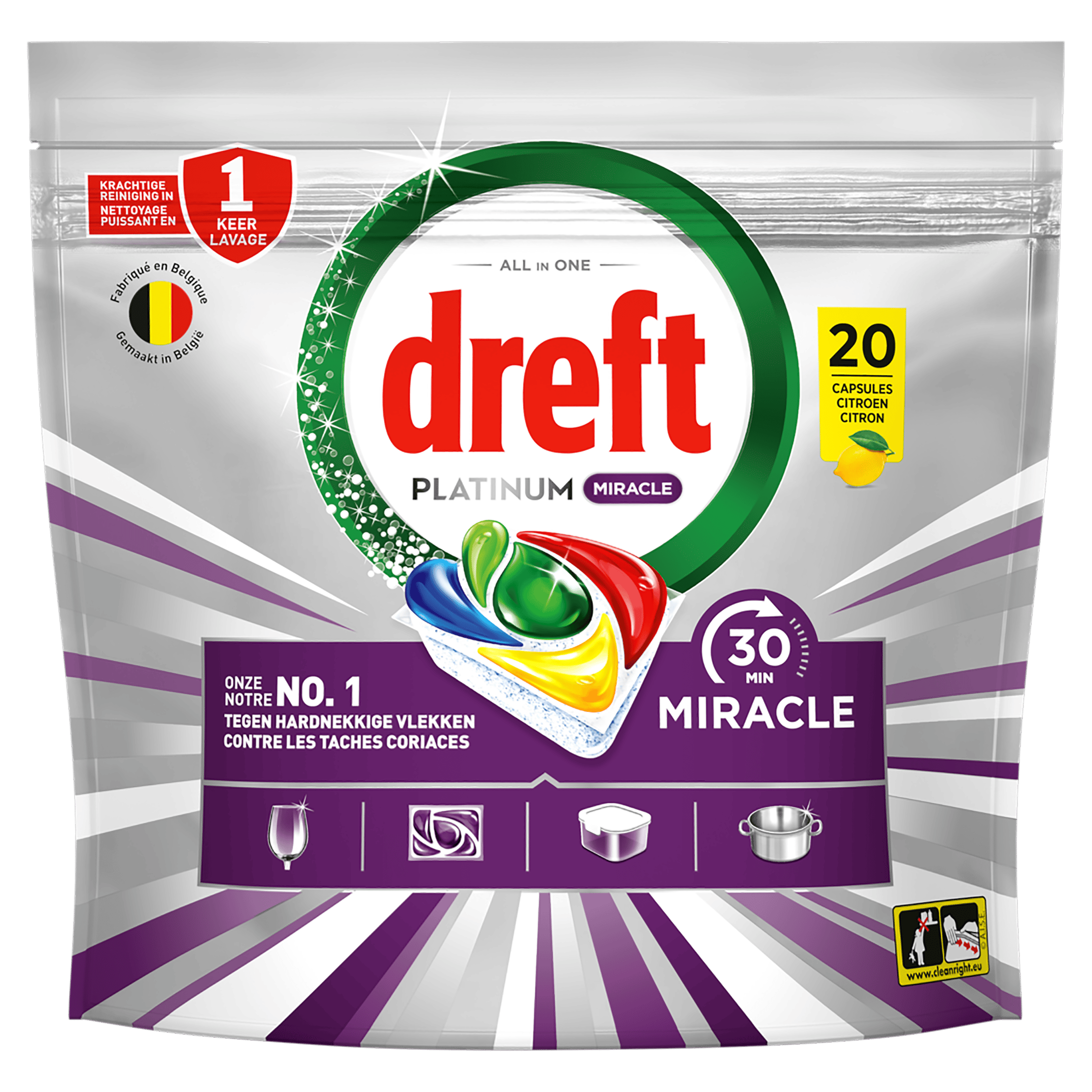 Dreft Miracle vaatwascapsules lemon