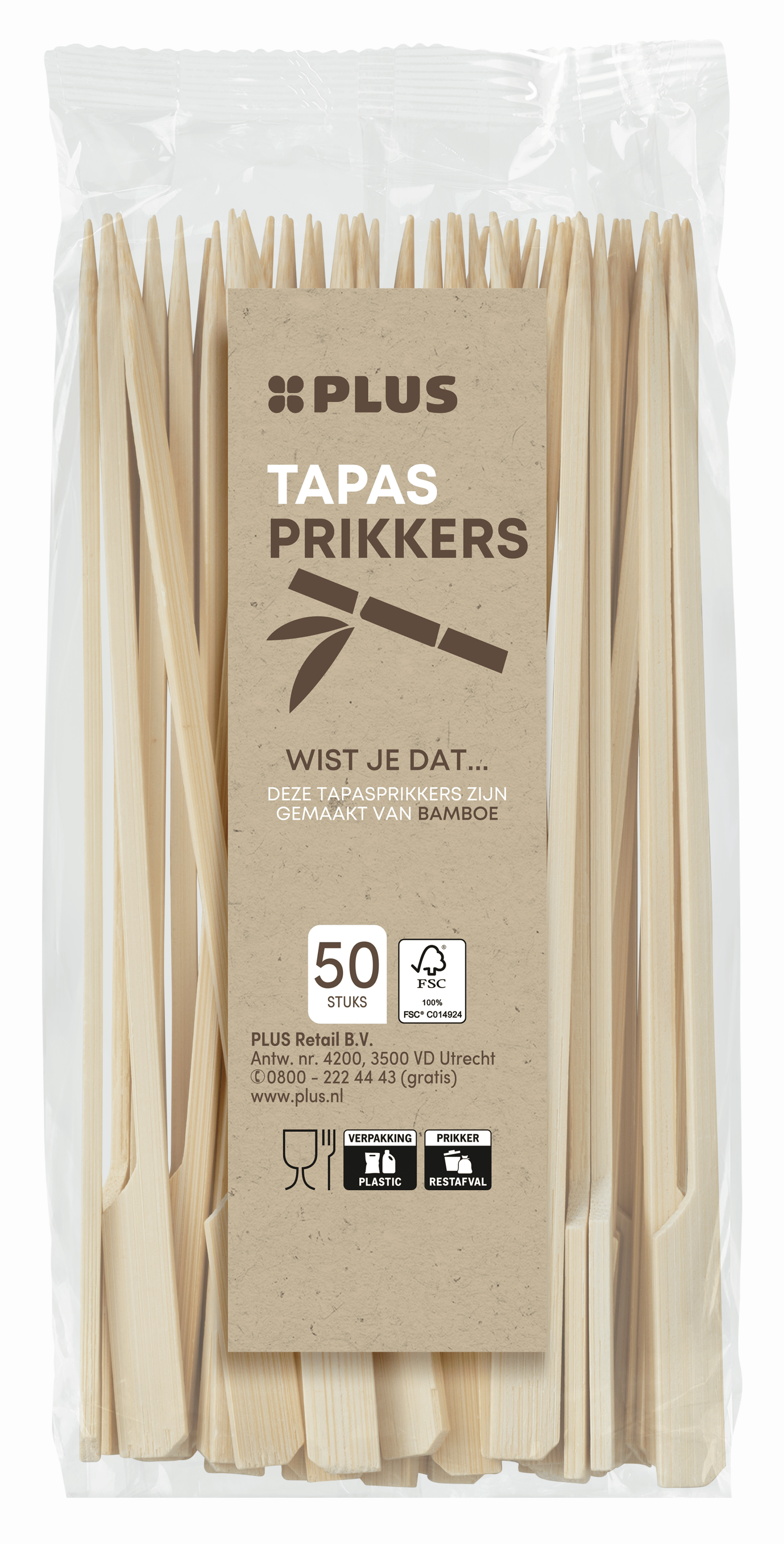 PLUS Tapasprikkers bamboe FSC 180mm