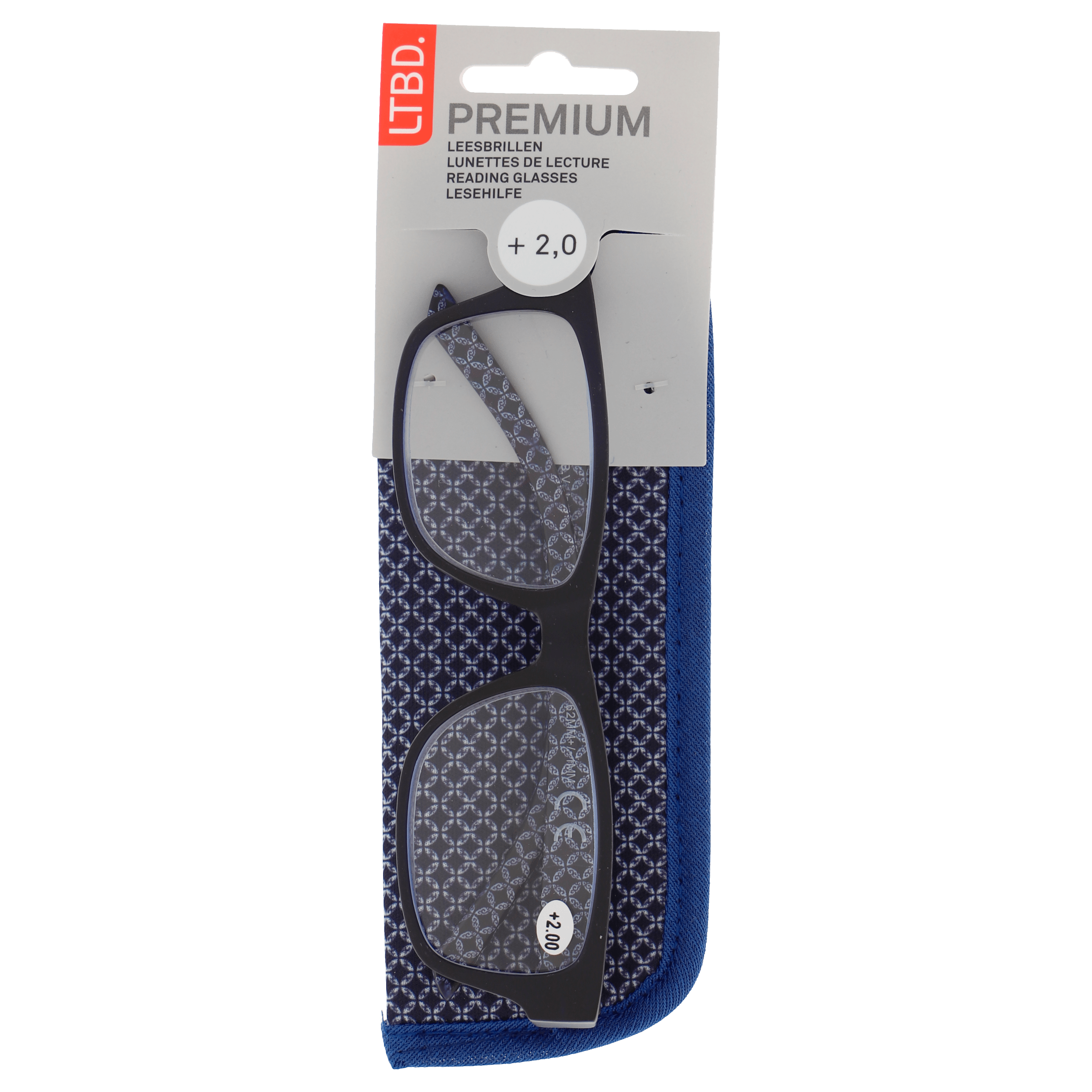 LTBD Premium leesbril blauw etui +2
