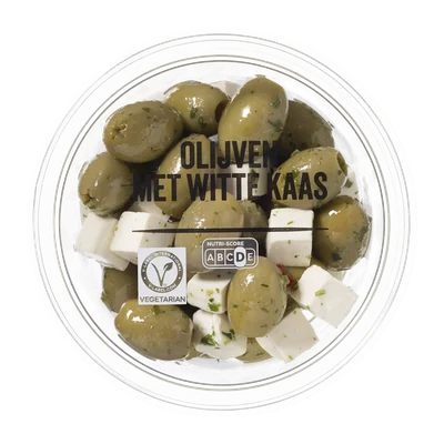 Verse olijven met witte kaas