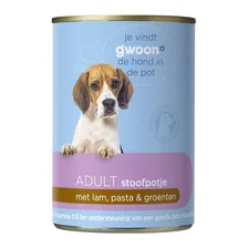 G'Woon g'woon hondenvoer stoofpotje met lam, pasta en groenten