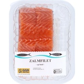 Neutraal zalm filet op huid