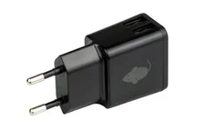 USB Laadstekker zwart 2.4A/5V 2x USB 100 - 240Vac.