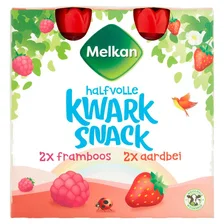 Melkan Kwark 2 x Aardbei en 2 x Framboos