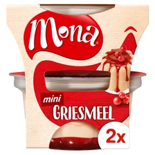 Mona Mini Griesmeel pudding met rode bessensaus