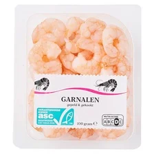 Gekookte en gepelde garnalen