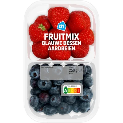 AH Fruitmix blauwe bessen aardbeien 2-vak