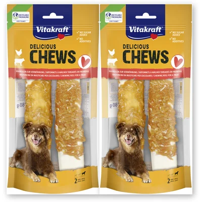 Vitakraft Delicious chews kauwrollen kip 2-pack