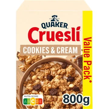 Quaker Cruesli Cookies & Cream Ontbijtgranen Voordeelverpakking 800 gr