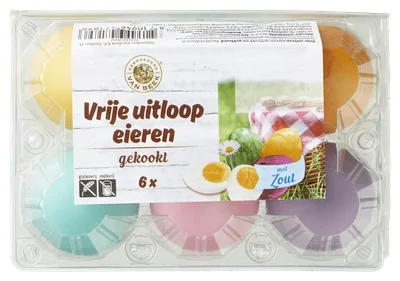 Van Beek Gekleurde gekookte vrije uitloopeieren (6 st)
