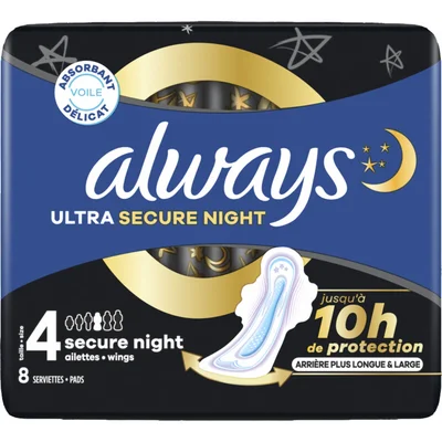 Always Ultra maandverband secure night Zak 18 st (8 st)
