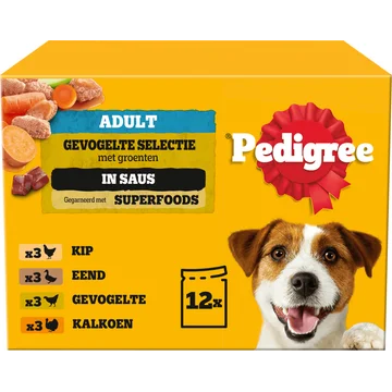 Pedigree Adult Gevogelte Selectie met Groenten in Saus 12 x 100 g