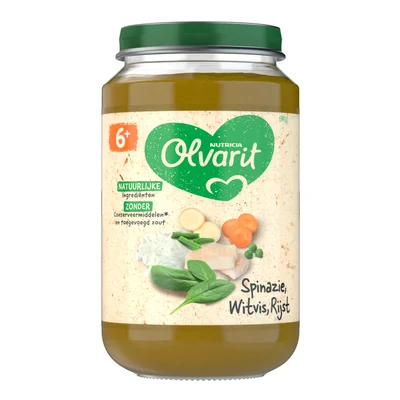 Olvarit 6+ Maanden Spinazie Witvis Rijst