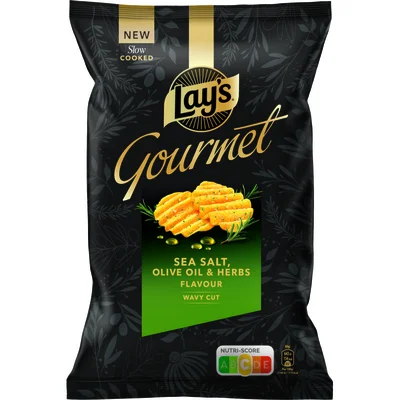 Lay's Gourmet wavy cut sea salt olive oil