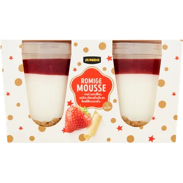 Jumbo Mousse Aardbei met Koekkruimels 2 x 60g - Bevat Alcohol