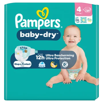 Pampers Baby-Dry Maat 4, 29 Luiers