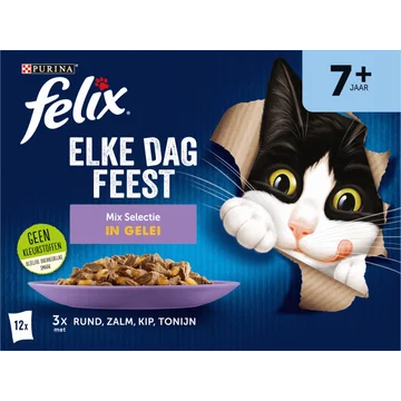 FELIX® Elke Dag Feest Senior Mix Selectie in Gelei Kattenvoer 12x85g