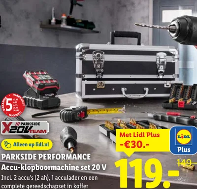 PARKSIDE PERFORMANCE Accu-klopboormachine set 20 V