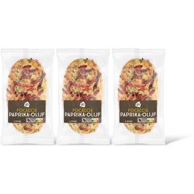 AH Focaccia paprika olijf 3-pack
