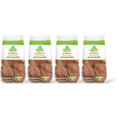AH Biologisch Roomboter honing mini stroopwafels 4-pck