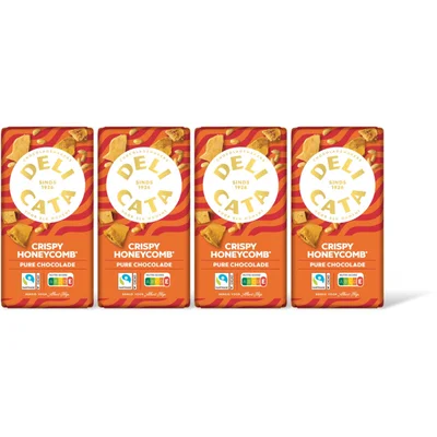 Delicata Reep honey comb pure chocolade 4-pack