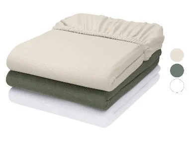 LIVARNO® Katoen linnen jersey hoeslaken 180-200 x 200 cm
