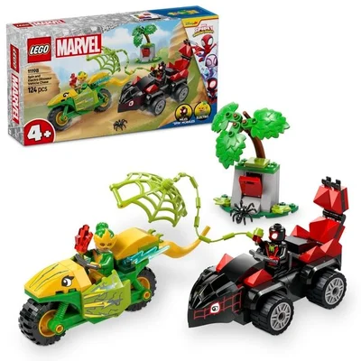 LEGO Marvel 11198 Spin en Electro Achtervolging met Dinosaurusvoertuigen