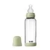 BIBS Babyfles Glas Medium Flow Silicone Sage incl. opvouwbaar trechtertje 240 ML