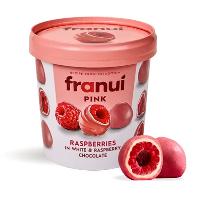 Franui Framboos in witte en framboos chocolade