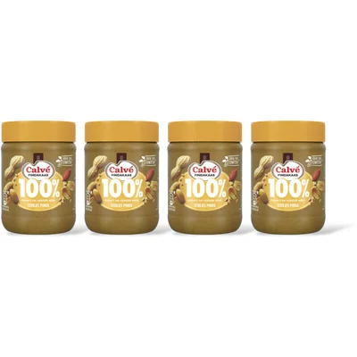 Calvé 100% stukjes pinda pindakaas 4-pack