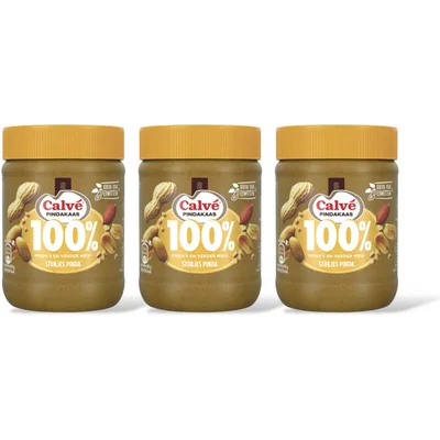 Calvé 100% stukjes pinda pindakaas 3-pack