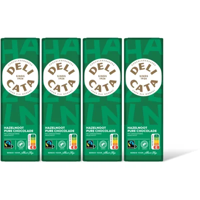 Delicata Reep pure chocolade hazelnoot 4-pack