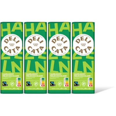 Delicata Reep melkchocolade hazelnoot 4-pack