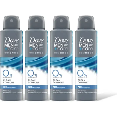 Dove Men+care extra fresh 0% deodorant 4-pack