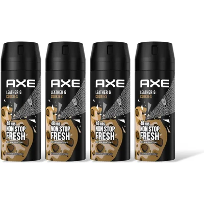 Axe Leather & cookies deo bodyspray 4-pack
